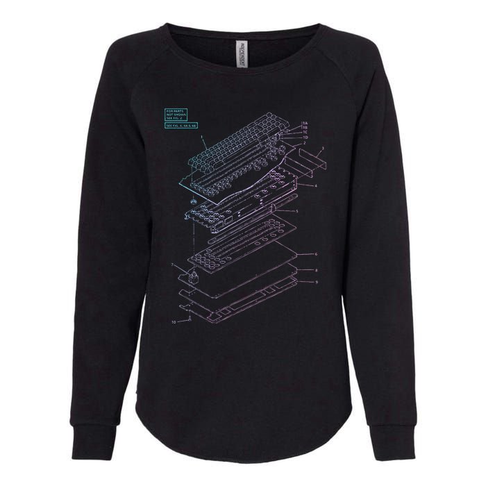 Mechanical Keyboard Patent Drawing Graphic Design Art Womens California Wash Sweatshirt