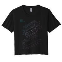 Mechanical Keyboard Patent Drawing Graphic Design Art Women's Crop Top Tee