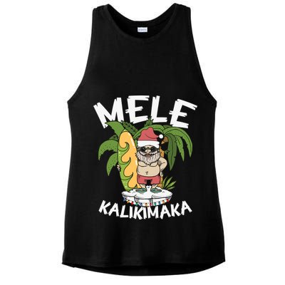 Mele Kalikimaka Palm Tree Hawaiian Christmas In July Ladies PosiCharge Tri-Blend Wicking Tank