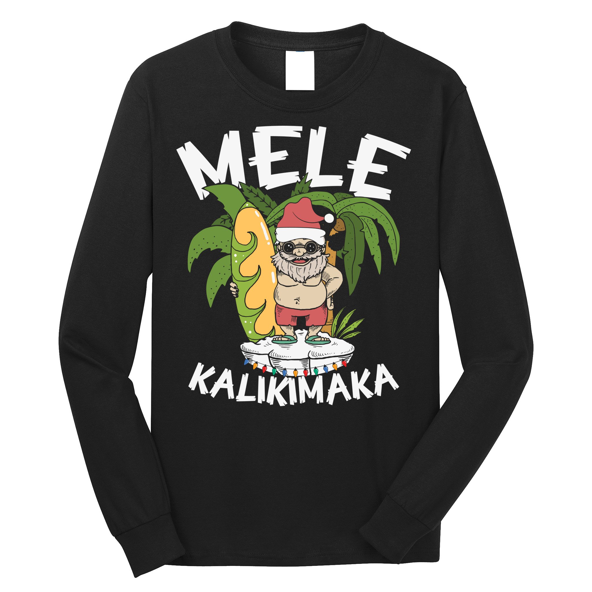 Mele Kalikimaka Palm Tree Hawaiian Christmas In July Long Sleeve Shirt