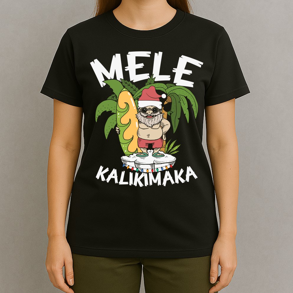 Mele Kalikimaka Palm Tree Hawaiian Christmas In July T-Shirt