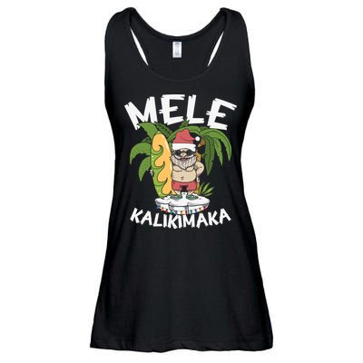Mele Kalikimaka Palm Tree Hawaiian Christmas In July Ladies Essential Flowy Tank