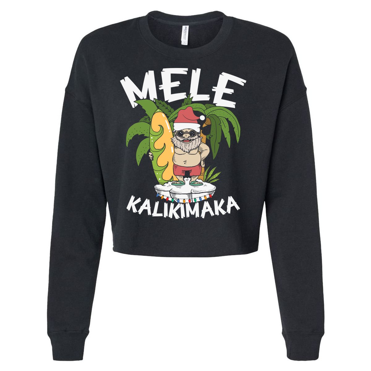 Mele Kalikimaka Palm Tree Hawaiian Christmas In July Cropped Pullover Crew