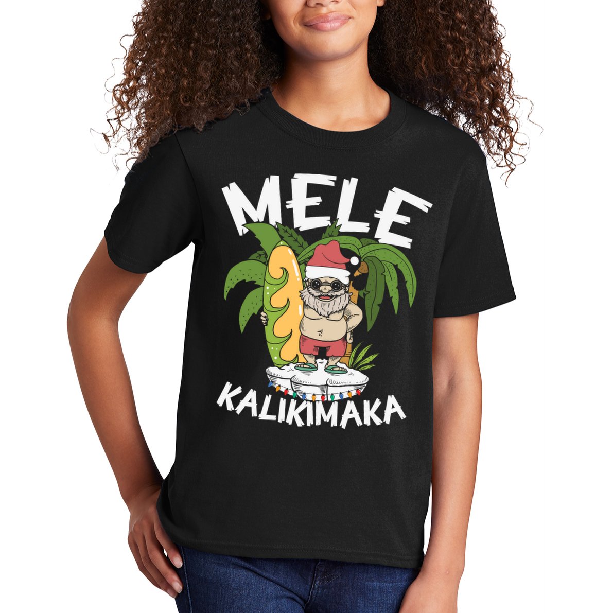 Mele Kalikimaka Palm Tree Hawaiian Christmas In July Kids T-Shirt