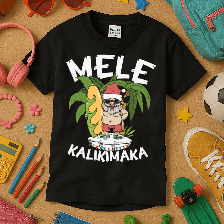 Mele Kalikimaka Palm Tree Hawaiian Christmas In July Kids T-Shirt