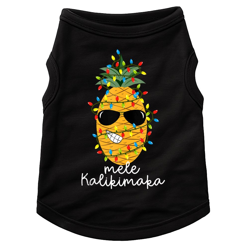 Mele Kalikimaka Pineapple Tree Hawaiian Christmas In July Tank Top Doggie Tank