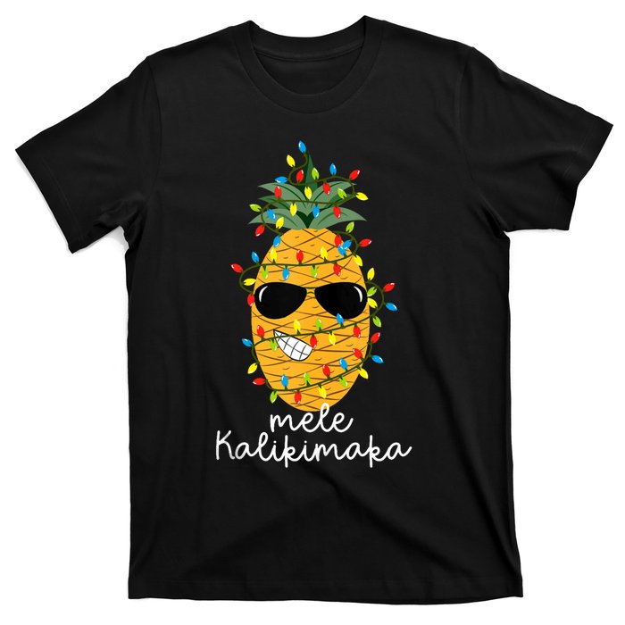 Mele Kalikimaka Pineapple Tree Hawaiian Christmas In July Tank Top T-Shirt