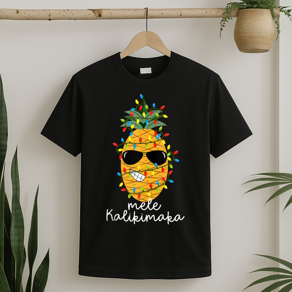 Mele Kalikimaka Pineapple Tree Hawaiian Christmas In July Tank Top T-Shirt