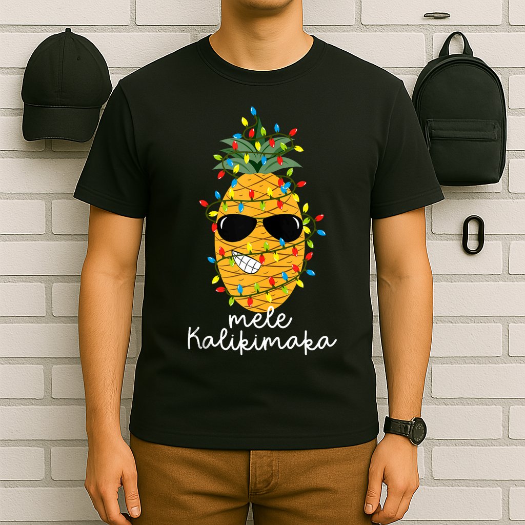 Mele Kalikimaka Pineapple Tree Hawaiian Christmas In July Tank Top T-Shirt