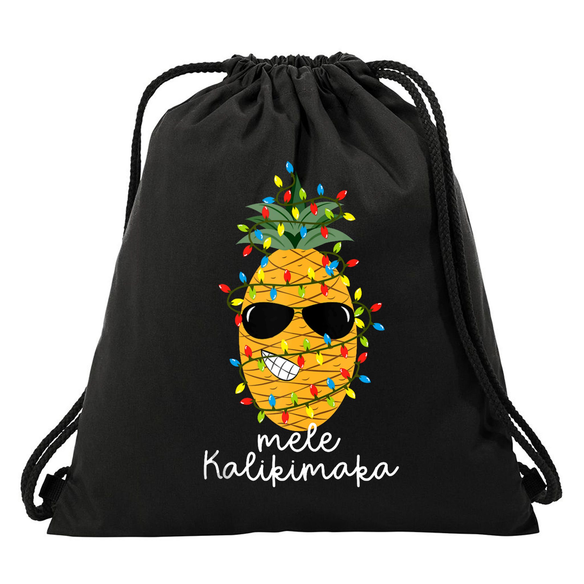 Mele Kalikimaka Pineapple Tree Hawaiian Christmas In July Tank Top Drawstring Bag