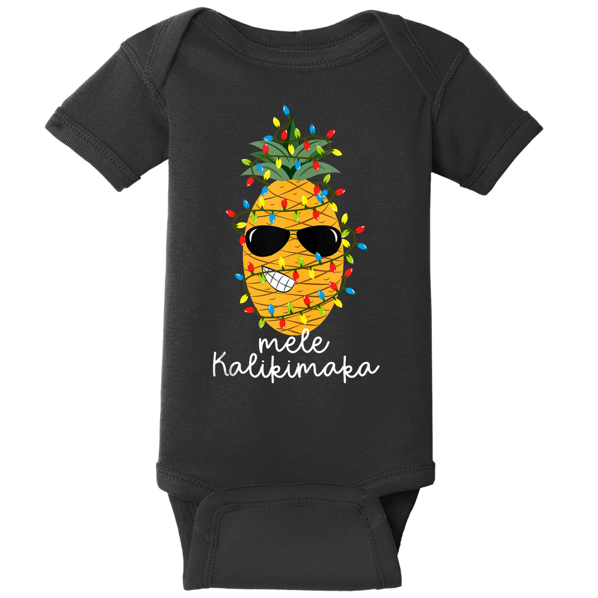Mele Kalikimaka Pineapple Tree Hawaiian Christmas In July Tank Top Baby Bodysuit
