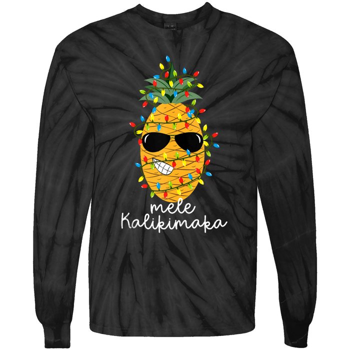 Mele Kalikimaka Pineapple Tree Hawaiian Christmas In July Tank Top Tie-Dye Long Sleeve Shirt