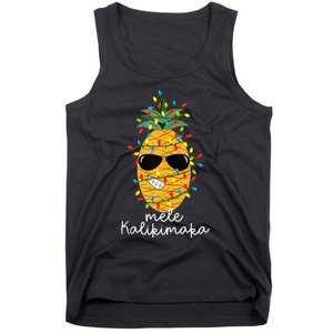 Mele Kalikimaka Pineapple Tree Hawaiian Christmas In July Tank Top Tank Top