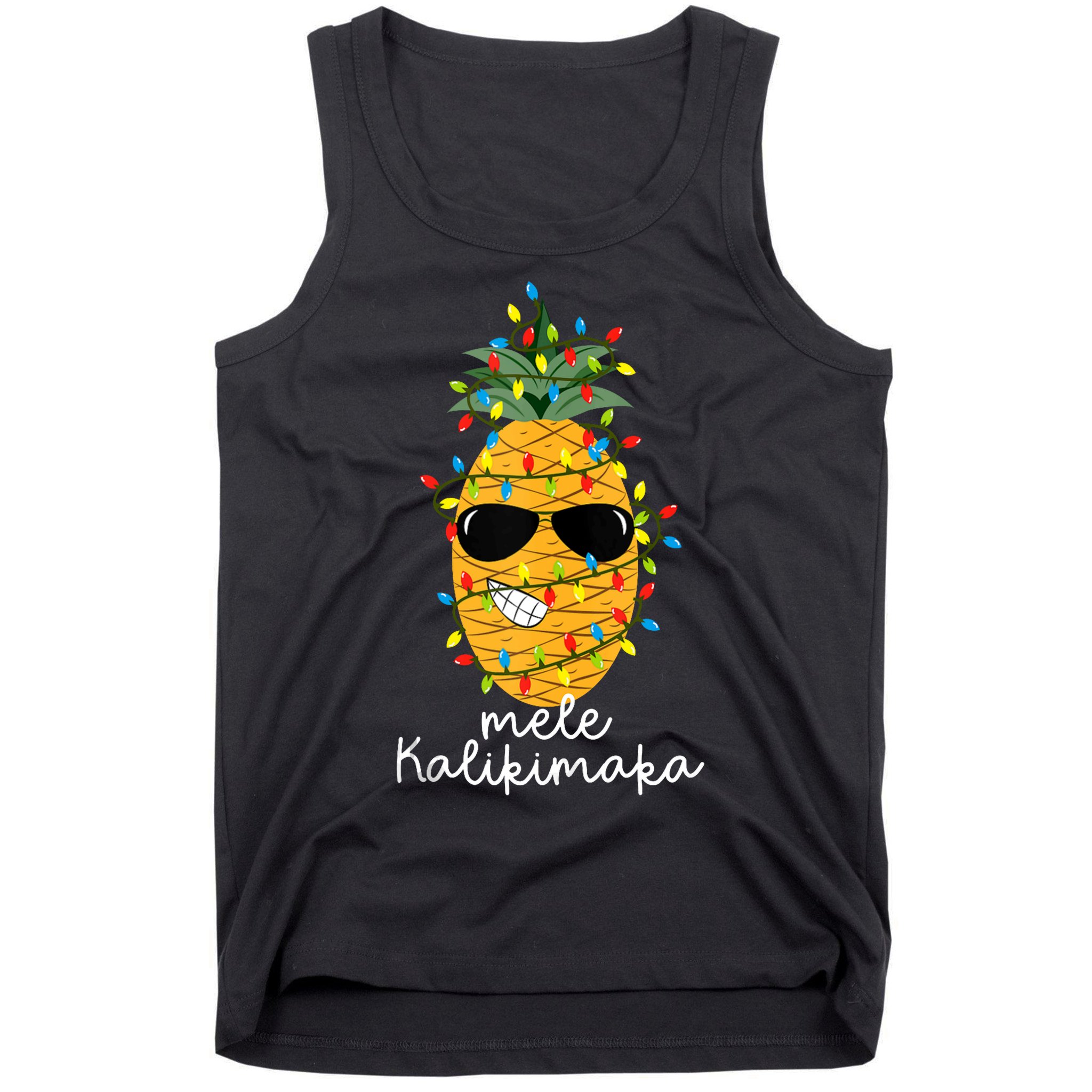 Mele Kalikimaka Pineapple Tree Hawaiian Christmas In July Tank Top Tank Top