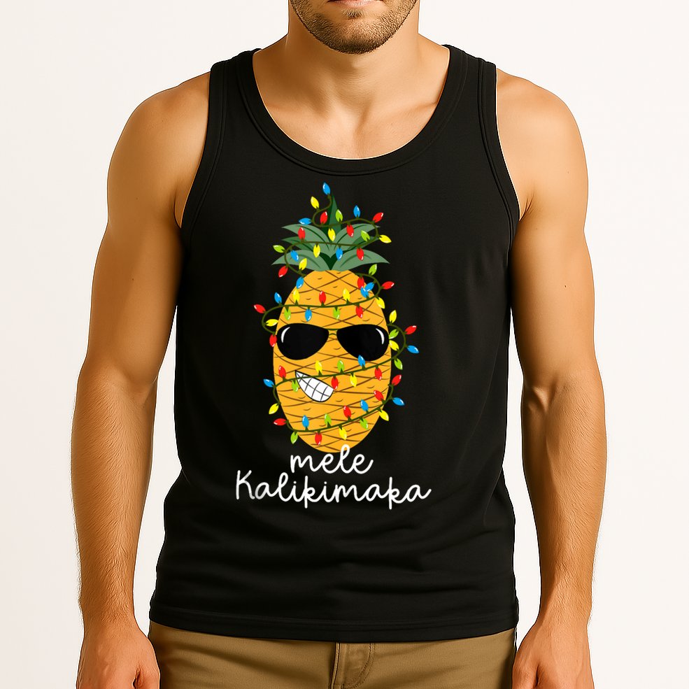 Mele Kalikimaka Pineapple Tree Hawaiian Christmas In July Tank Top Tank Top