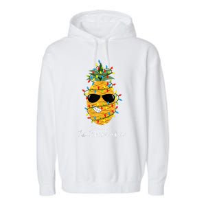 Mele Kalikimaka Pineapple Tree Hawaiian Christmas In July Tank Top Garment-Dyed Fleece Hoodie