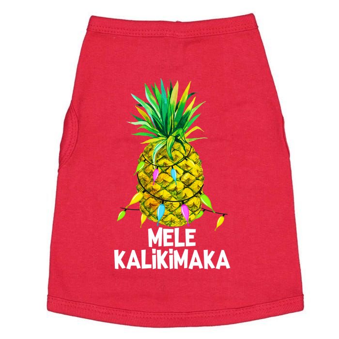 Mele Kalikimaka Pineapple Christmas Lights Doggie Tank