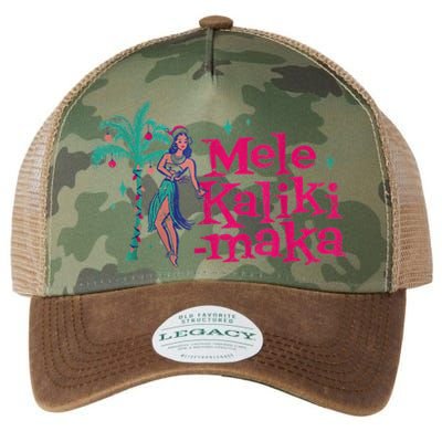 Mele Kalikimaka Retro Aloha Hula Dancer Girl Hawaiian Xmas Legacy Tie Dye Trucker Hat