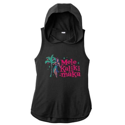 Mele Kalikimaka Retro Aloha Hula Dancer Girl Hawaiian Xmas Ladies PosiCharge Tri-Blend Wicking Draft Hoodie Tank