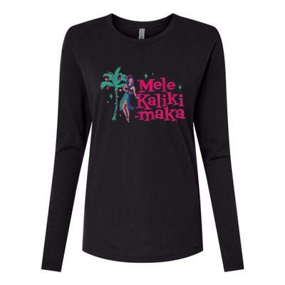 Mele Kalikimaka Retro Aloha Hula Dancer Girl Hawaiian Xmas Womens Cotton Relaxed Long Sleeve T-Shirt