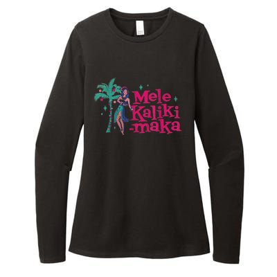 Mele Kalikimaka Retro Aloha Hula Dancer Girl Hawaiian Xmas Womens CVC Long Sleeve Shirt