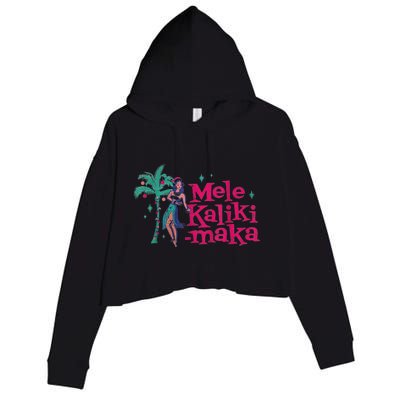 Mele Kalikimaka Retro Aloha Hula Dancer Girl Hawaiian Xmas Crop Fleece Hoodie