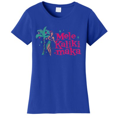 Mele Kalikimaka Retro Aloha Hula Dancer Girl Hawaiian Xmas Women's T-Shirt