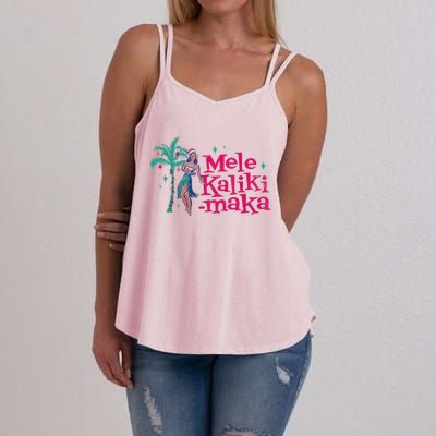 Mele Kalikimaka Retro Aloha Hula Dancer Girl Hawaiian Xmas Women's Strappy Tank