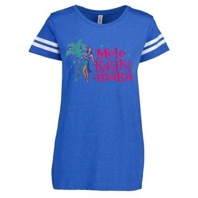 Mele Kalikimaka Retro Aloha Hula Dancer Girl Hawaiian Xmas Enza Ladies Jersey Football T-Shirt