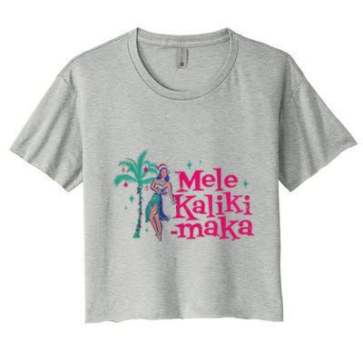 Mele Kalikimaka Retro Aloha Hula Dancer Girl Hawaiian Xmas Women's Crop Top Tee