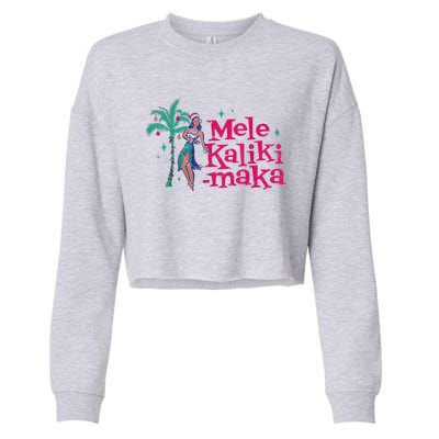 Mele Kalikimaka Retro Aloha Hula Dancer Girl Hawaiian Xmas Cropped Pullover Crew