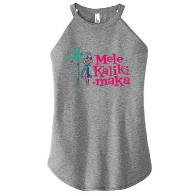 Mele Kalikimaka Retro Aloha Hula Dancer Girl Hawaiian Xmas Women's Perfect Tri Rocker Tank