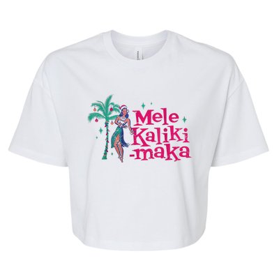 Mele Kalikimaka Retro Aloha Hula Dancer Girl Hawaiian Xmas Bella+Canvas Jersey Crop Tee