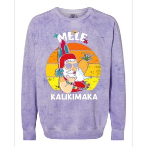 Mele Kalikimaka Retro Tropical Christmas Santa Rock Roll Colorblast Crewneck Sweatshirt