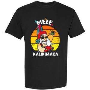 Mele Kalikimaka Retro Tropical Christmas Santa Rock Roll Garment-Dyed Heavyweight T-Shirt