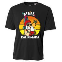 Mele Kalikimaka Retro Tropical Christmas Santa Rock Roll Cooling Performance Crew T-Shirt