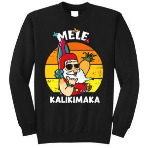 Mele Kalikimaka Retro Tropical Christmas Santa Rock Roll Sweatshirt