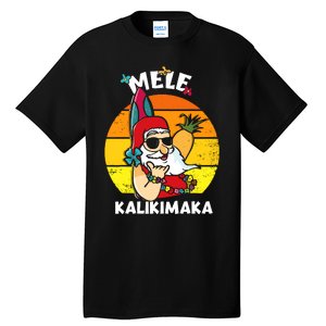 Mele Kalikimaka Retro Tropical Christmas Santa Rock Roll Tall T-Shirt