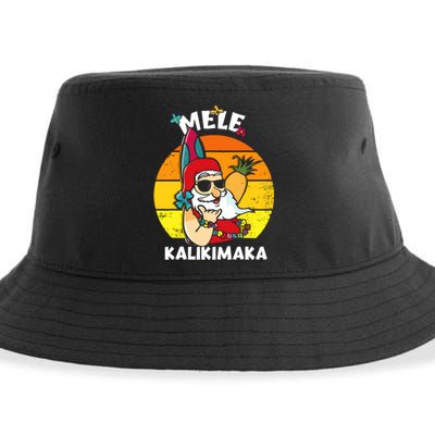 Mele Kalikimaka Retro Tropical Christmas Santa Rock Roll Sustainable Bucket Hat