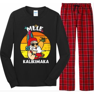 Mele Kalikimaka Retro Tropical Christmas Santa Rock Roll Long Sleeve Pajama Set