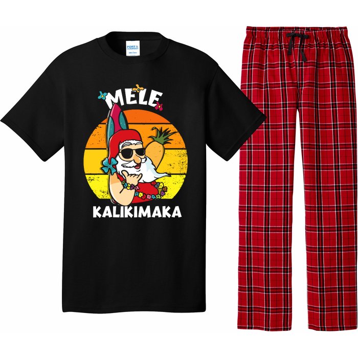 Mele Kalikimaka Retro Tropical Christmas Santa Rock Roll Pajama Set