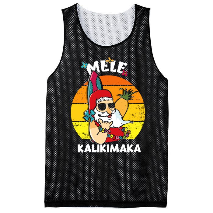 Mele Kalikimaka Retro Tropical Christmas Santa Rock Roll Mesh Reversible Basketball Jersey Tank