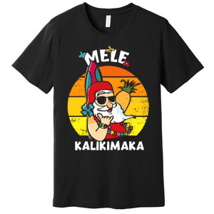 Mele Kalikimaka Retro Tropical Christmas Santa Rock Roll Premium T-Shirt