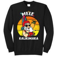 Mele Kalikimaka Retro Tropical Christmas Santa Rock Roll Tall Sweatshirt