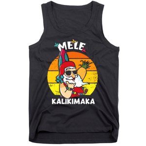 Mele Kalikimaka Retro Tropical Christmas Santa Rock Roll Tank Top