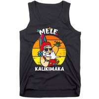 Mele Kalikimaka Retro Tropical Christmas Santa Rock Roll Tank Top