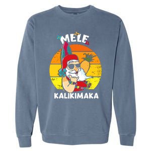 Mele Kalikimaka Retro Tropical Christmas Santa Rock Roll Garment-Dyed Sweatshirt