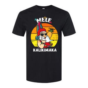 Mele Kalikimaka Retro Tropical Christmas Santa Rock Roll Softstyle® CVC T-Shirt