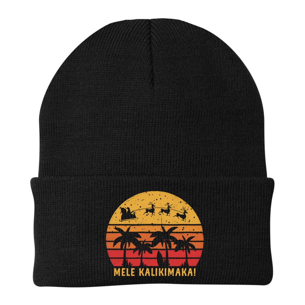 Mele Kalikimaka Retro Hawaiian Christmas Family Vacation Great Gift Beanie