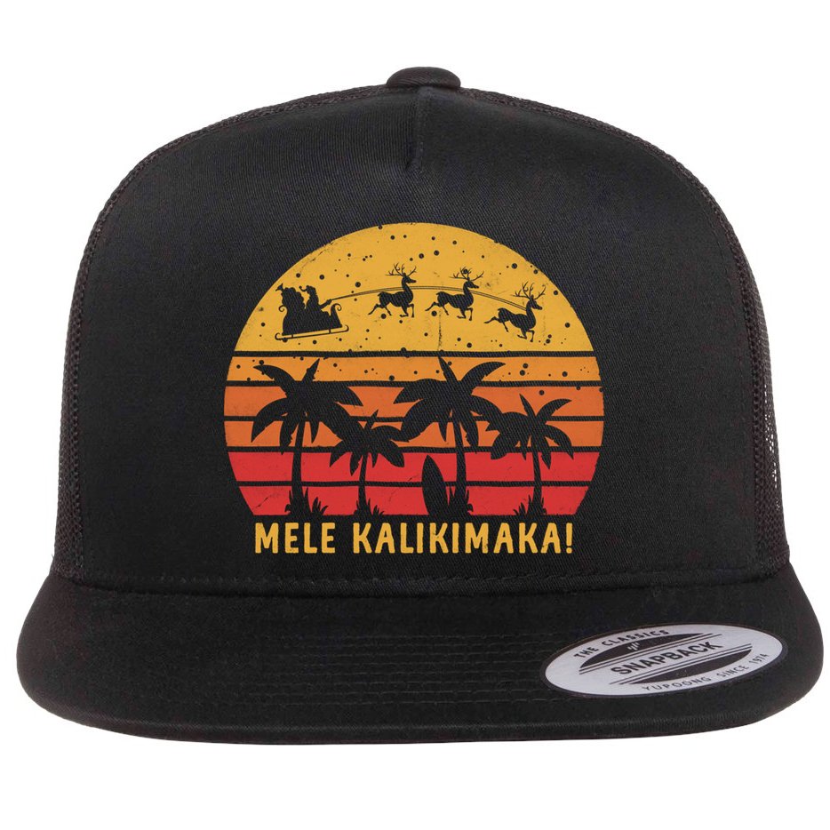 Mele Kalikimaka Retro Hawaiian Christmas Family Vacation Great Gift Flat Bill Trucker Hat